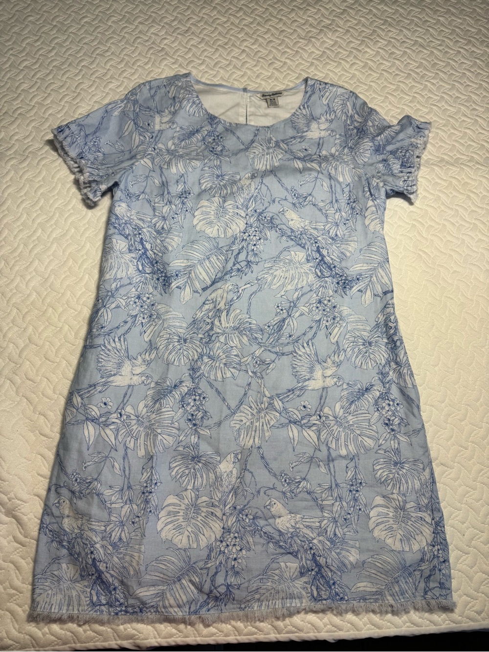 Tommy Bahama Light Blue Tropical Print Linen Dress